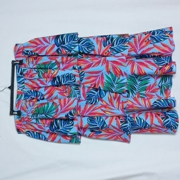 Tabitha Brown X Target 100% Cotton Tiered Tropical Print Skirt in Blue & Red-1X - Picture 2 of 8